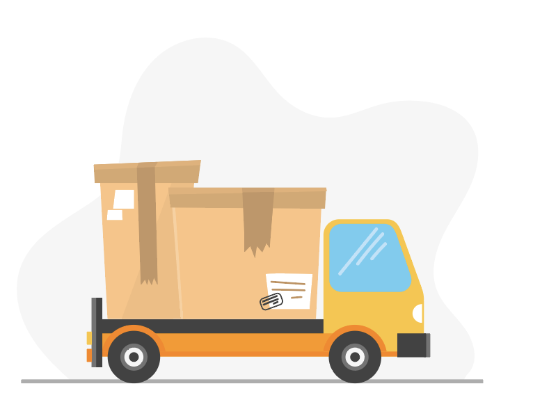 Icon of a delivery truck, carrying two big cartons, representing Tailored Delivery Solutions for Peak Season